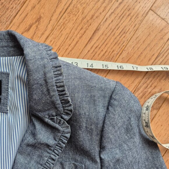 J.Crew REGENT Chambray Blazer Blue Ruffle 10 - Picture 11 of 15